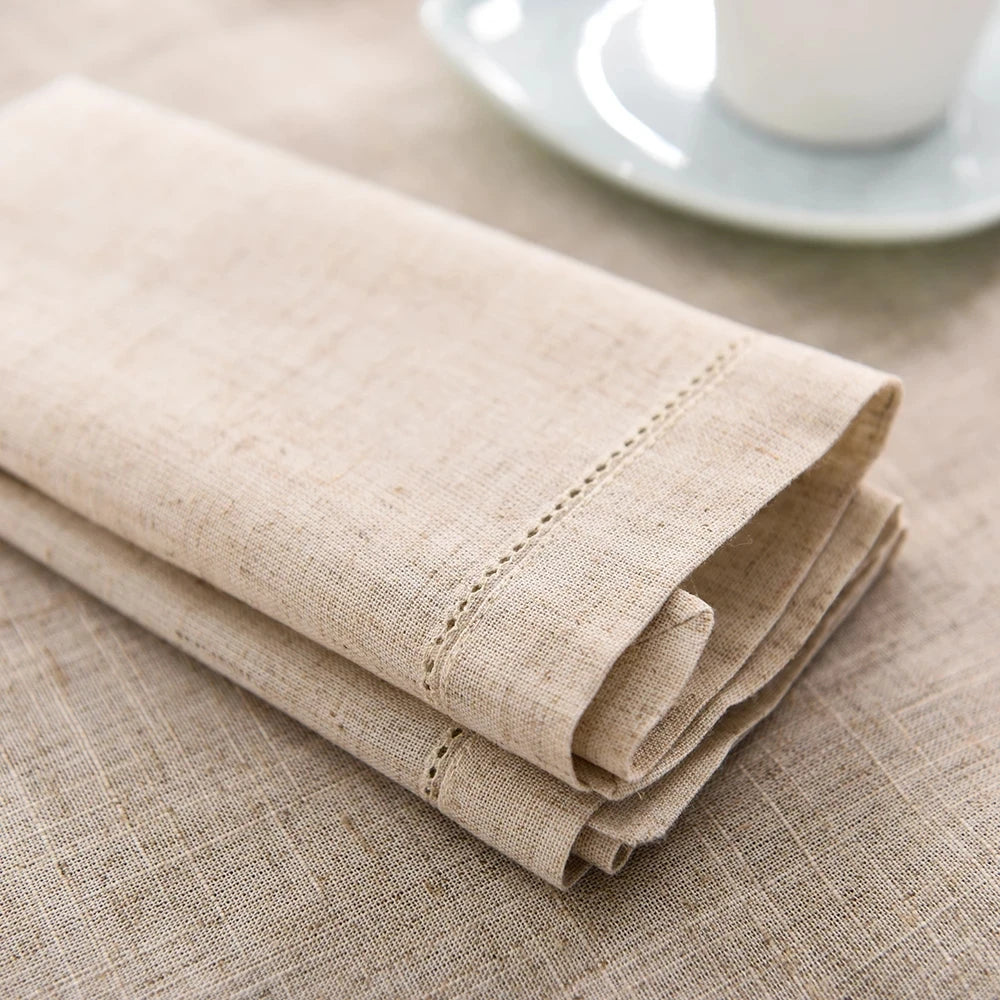 12pcs Table Napkins Wedding Party Dinner Table White Cloth Napkin Restaurant Home Napkins Cotton Linen Handkerchie 4 Size