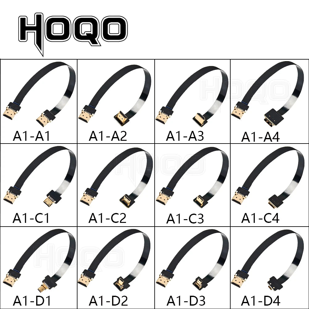HDMI-compatible, FPV HDMI FFC HDMI Ribbon Cable 90 Degree Mini/Micro HDMI to Standard HDMI PCB Connector 20pin FPV Micro HDMI 5c