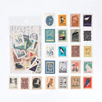 Yoofun 46pcs/pack Vintage Stickers Postage Stamp Sticker Retro Museum Flower Plants Castle Label for Scrapbooking Journal DIY
