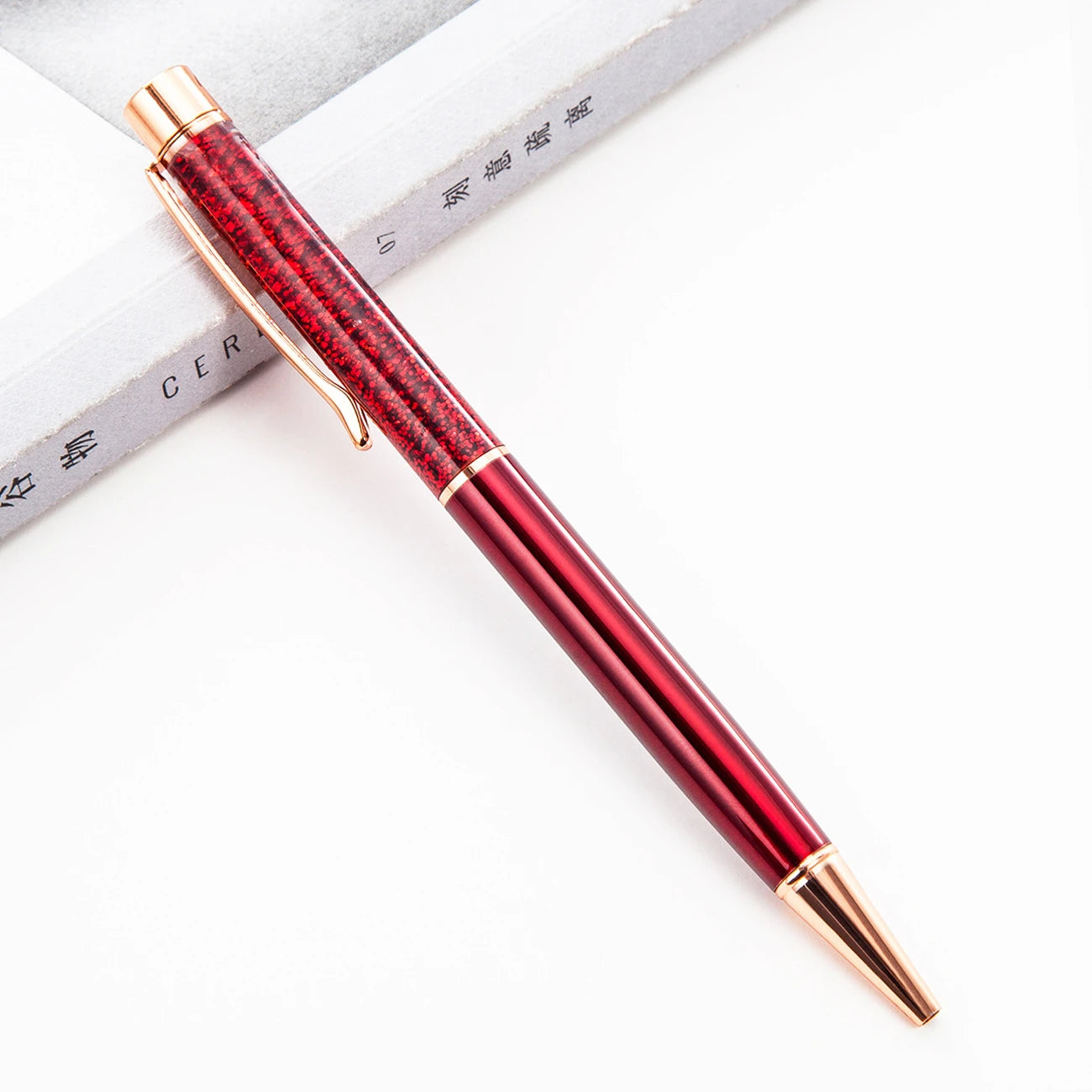 Lytwtw's Ballpoint Pen Oil Metal Office School Supplies Stationery Spinning Rose Gold Gift Cute Clip Glitter