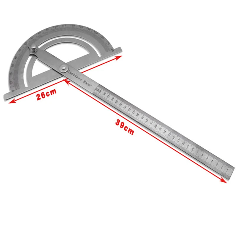 0-180 degree 300mm 12inch steel Protractor steel  30cm goniometer Round Head Stainless Steel General Tool 15cm steel angle ruler