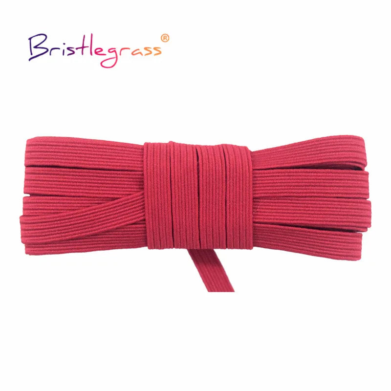 BRISTLEGRASS 2 5 10 Yard Flat Skinny Elastic Cord 1/4" 6mm Latex Rubber Bands Stretch String Notebook Ear Loop Dress Sewing Trim
