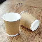 100pcs/pack 7oz Thick Paper Cup Disposable Kraft Coffee Cup Hot Drinking Party Supplies