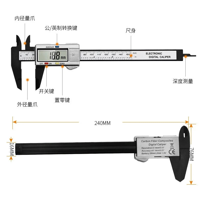 Digital Electronic Vernier Caliper 150mm Tattoo Eyebrow Ruler Measuring Tool LCD Microblading Micrometer Measurement Means