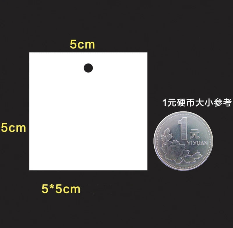 50pcs 5x5/6x9/3x4cm White Blank Paper Marking Blank Price Tags  For Diy Jewelry Display Necklace Cards Hang Favor Label Tag