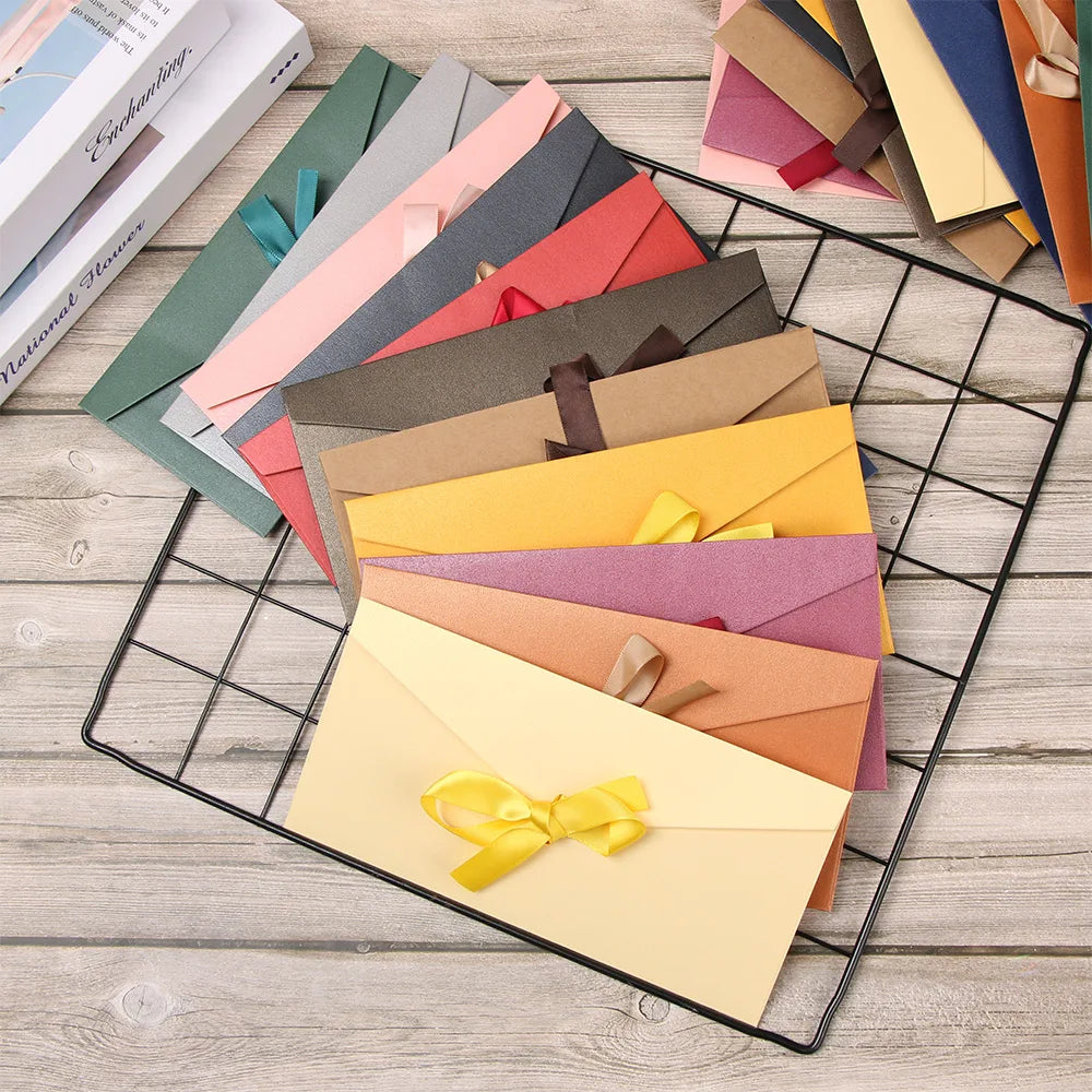 Beautiful Classic Retro Multicolor tie Pearl paper envelopes on Kraft for wedding invitation gift envelope  Greeting Card Bag