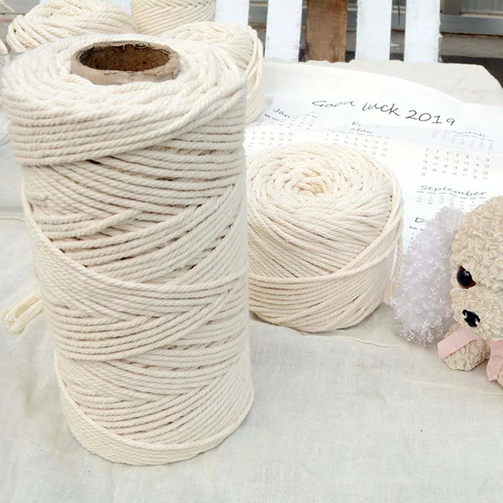 Macrame Cord 1/2/3/4/5/6/8/10/12mm Natural Cotton Cord Twisted Macrame Rope String DIY Craft Knitting Making Plant Hangers
