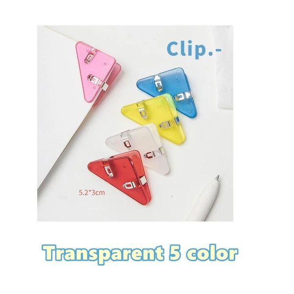 5pcs Mini Color Corner Clips Set Transparent & Solid Colorful Page Holder Paper Clip Clamp File Index Photo Office School A6692