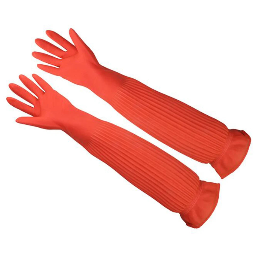 45/56cm Latex Long Gloves Aquarium Fish Tank Industrial Thick Protective Gauntlets Waterproof Rubber Latex Dishwashing Gloves
