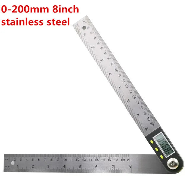 0-200/300mm Digital Angle Finder Meter 0-360 Degree Stainless Steel LCD Protractor Goniometer Ruler