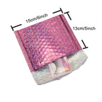 10PCS Holographic Metallic Bubble Mailer Laser Gift Bags Glamour Colorful Foil Bubble Envelopes Padded Shipping Mailing Envelope