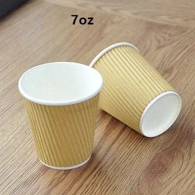 100pcs/pack 7oz Thick Paper Cup Disposable Kraft Coffee Cup Hot Drinking Party Supplies