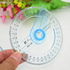 All Circular 10cm Plastic 360 Degree Pointer Protractor Ruler Angle Finder Swing Arm For School Office Supplies