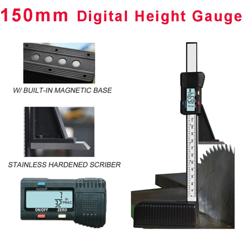0-150mm 200mm 300mm 500mm Steel Digital Height Gauge Electronic Height Vernier Caliper Height Measuring Tools