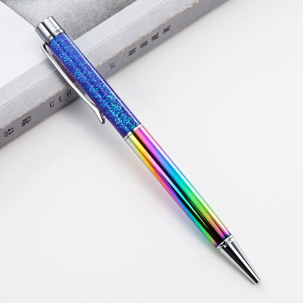 Lytwtw's Ballpoint Pen Oil Metal Office School Supplies Stationery Spinning Rose Gold Gift Cute Clip Glitter