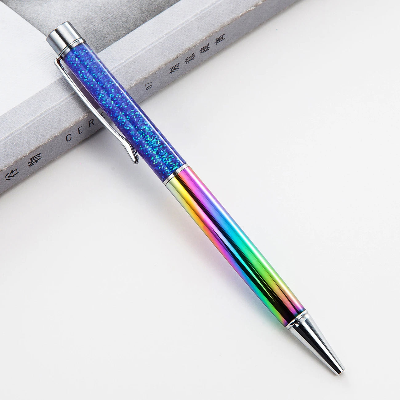 Lytwtw's Ballpoint Pen Oil Metal Office School Supplies Stationery Spinning Rose Gold Gift Cute Clip Glitter