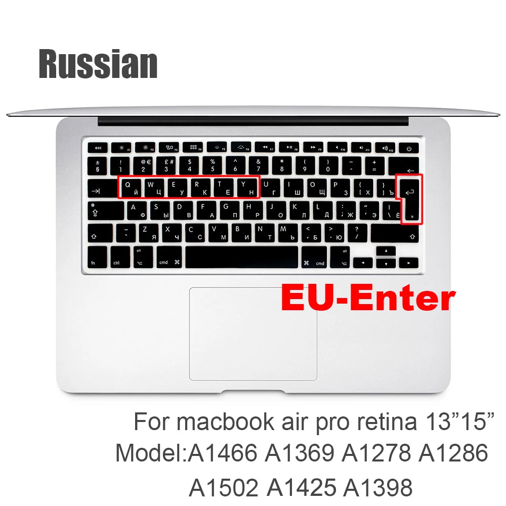 Russian Silicone Keyboard Cover Protector for Macbook Air13/12/15/16Pro Touchbar A2992/A3113/A2941/A1990/A3114/A2289A2337/A2141