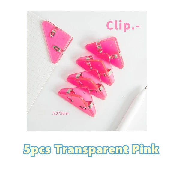 5pcs Mini Color Corner Clips Set Transparent & Solid Colorful Page Holder Paper Clip Clamp File Index Photo Office School A6692