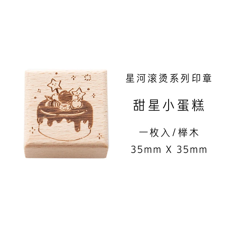 Yoofun Star River Wood Stamps Standard Rubber Kawaii Stamp Seal For DIY Scrapbooking Journal Card Making Decoroation Crafts
