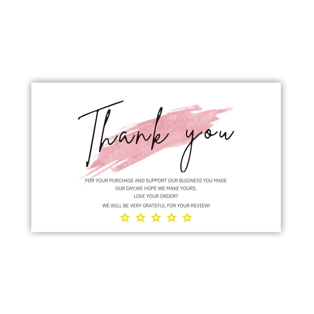 30pcs/pack Pink Thank You Card For Supporting Business Package Decoration "Gorgeous Thanks" Business Card Handmade With Love