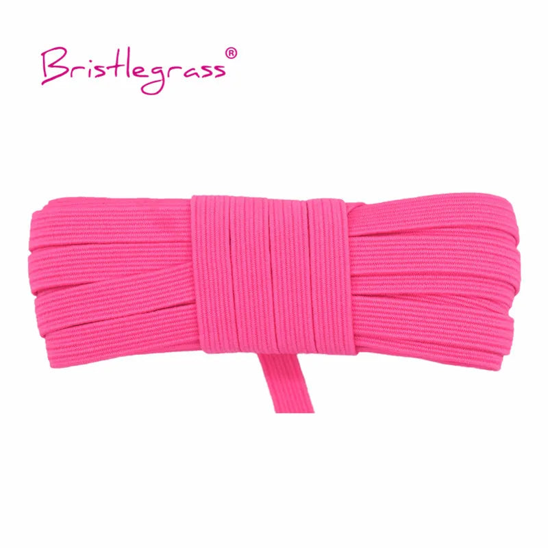 BRISTLEGRASS 2 5 10 Yard 1/4" 6mm Flat Skinny Elastic Cord Glitter Latex Rubber Band Rope Notebook Earloop Dress DIY Sewing Trim