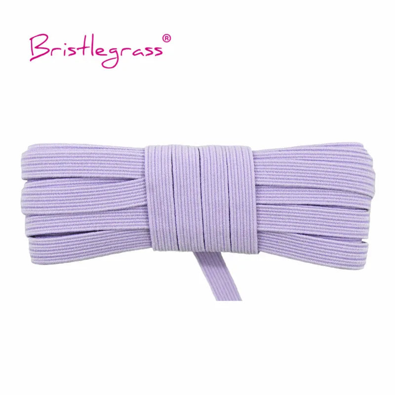 BRISTLEGRASS 2 5 10 Yard 1/4" 6mm Flat Skinny Elastic Cord Glitter Latex Rubber Band Rope Notebook Earloop Dress DIY Sewing Trim
