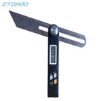 360 Degree Angle Finder Electronic Level T Bevel Gauge Digital Protractor Inclinometer Ruler Sliding LCD Display Stainless Steel