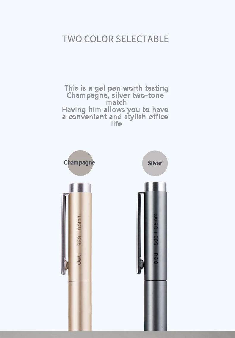 Deli Metal Gel Pen Rollerball Caneta ручка Ballpoint 0.5MM Signing Pens for Office Students Business Stationary Supplies