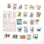 Yoofun 46pcs/pack Vintage Stickers Postage Stamp Sticker Retro Museum Flower Plants Castle Label for Scrapbooking Journal DIY