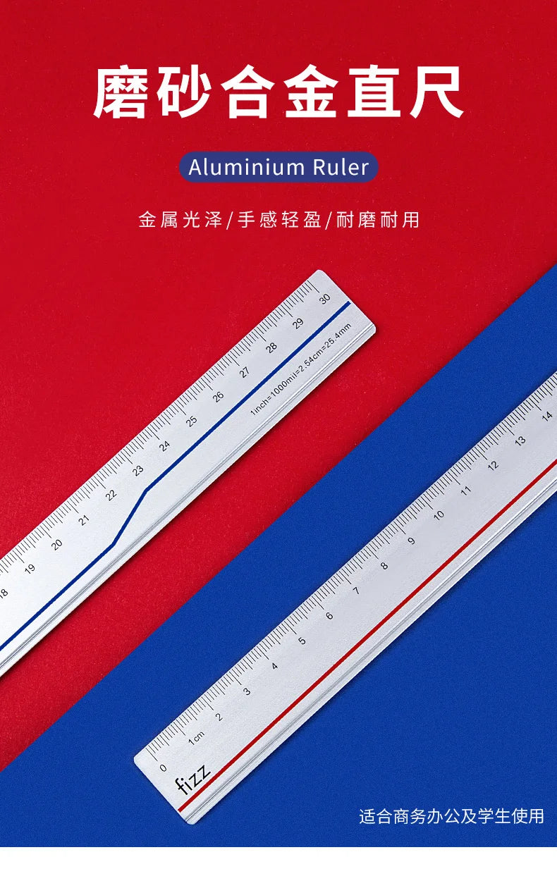 Youpin 4 in 1 Fizz Metal Ruler Stationery Set Aluminum Alloy Multifunctional Combination Ruler Ruler Triangle Protractor Drawing