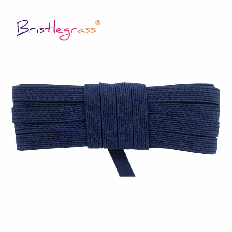 BRISTLEGRASS 2 5 10 Yard Flat Skinny Elastic Cord 1/4" 6mm Latex Rubber Bands Stretch String Notebook Ear Loop Dress Sewing Trim