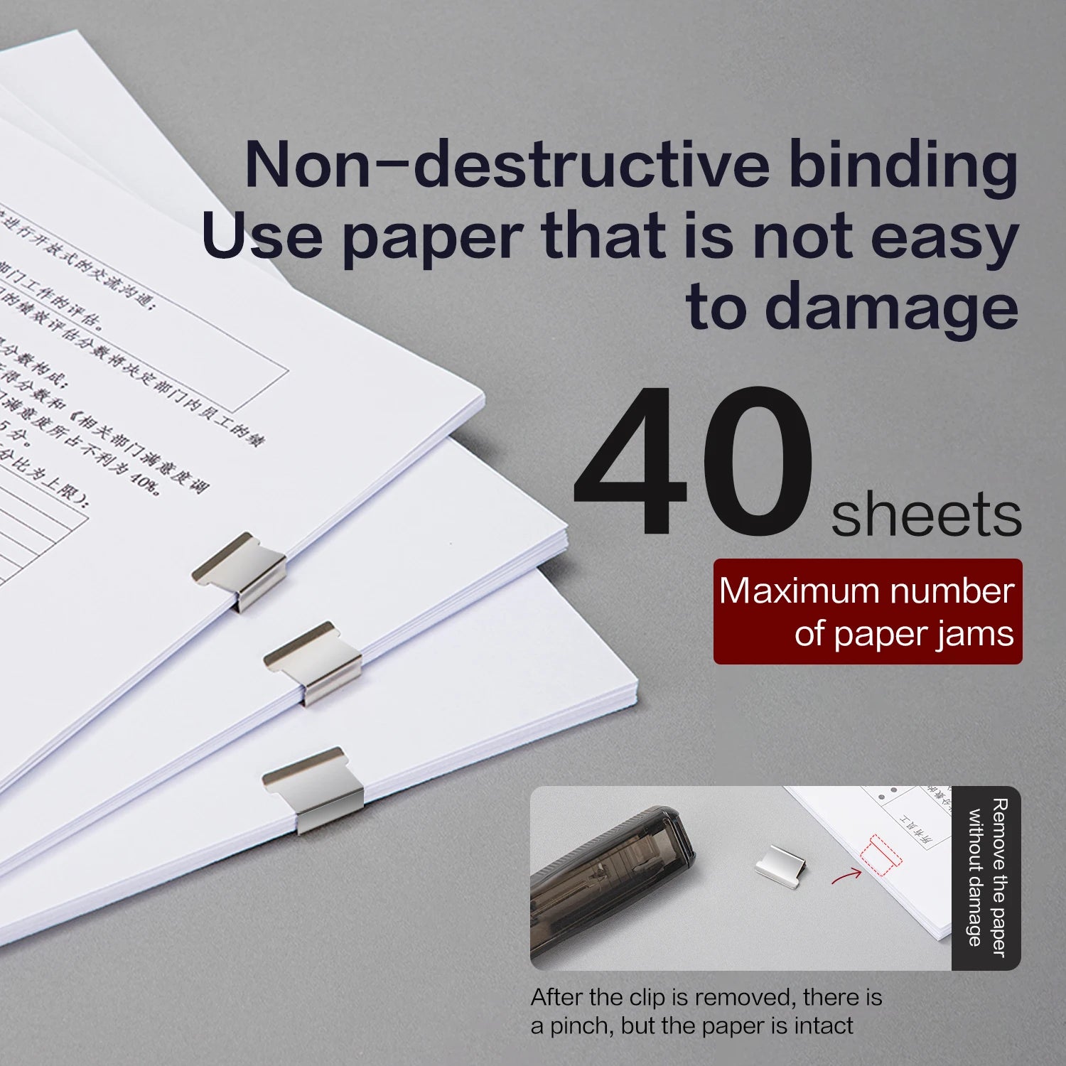 KHINSUN Paper Clipper Staplers Push Clamp File Documents Binding Tool Stapling Machine Paper Clips With Refills Office Supplies