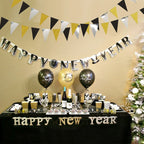 Black Series Gold Blocking Disposable Tableware Party Paper Plates Napkins Cups Straws Birthday Party Wedding New Year Decor