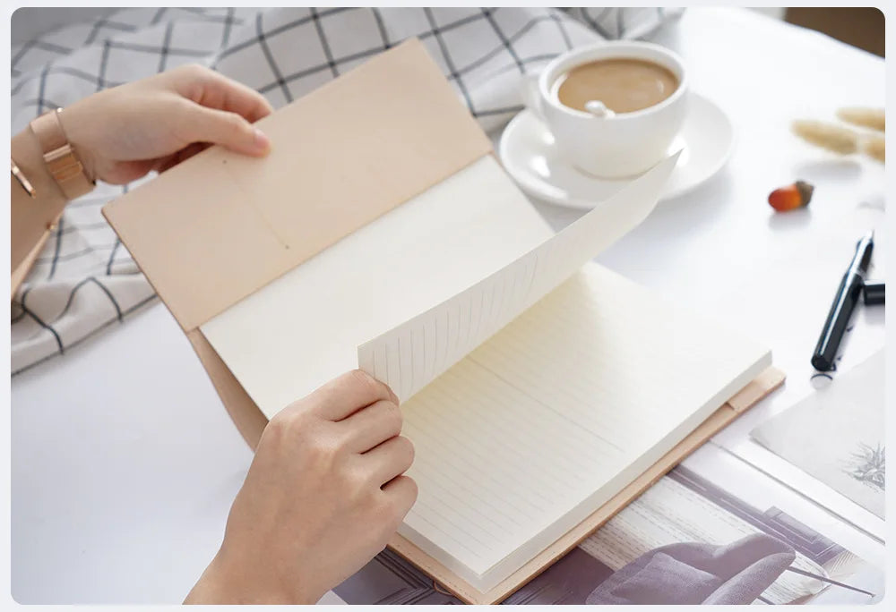 100% Genuine Leather Cover A5A6B6 Sketchbook Planner with Grid Blank Insert Retro Notebooks and Journals Diary Cover Stationery