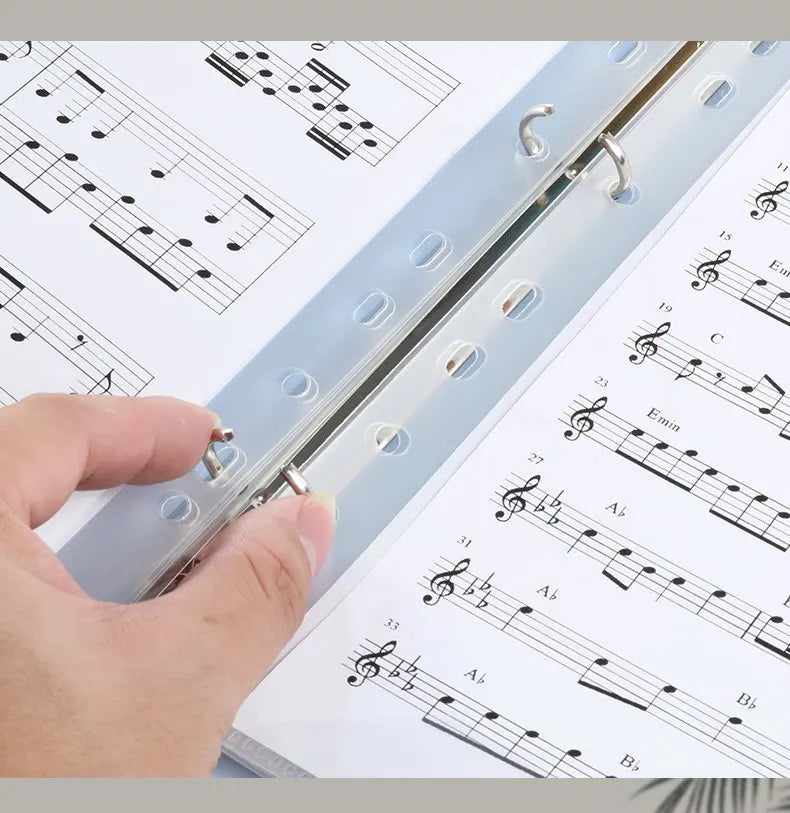 Piano Music Binder A4 3-Rings Sheet Music Folder Transparent Sleeves Music Scores A4 Folder With Rings