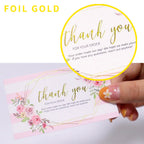 30 Pcs/pack Thank You Card Foil Gold Card Thank You For Your Supporting My Small Business Card Small Shop Gift Decorative Card