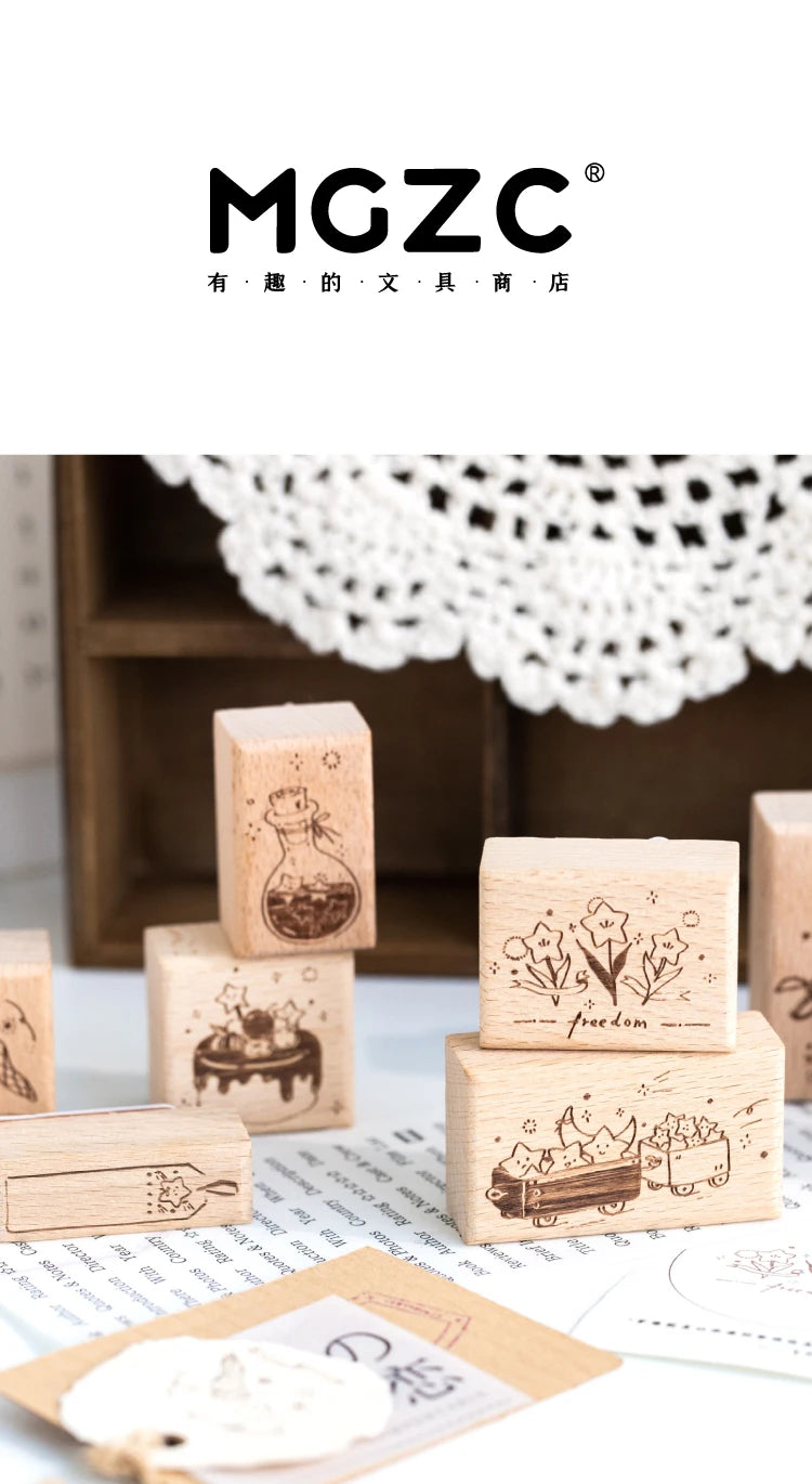 Yoofun Star River Wood Stamps Standard Rubber Kawaii Stamp Seal For DIY Scrapbooking Journal Card Making Decoroation Crafts