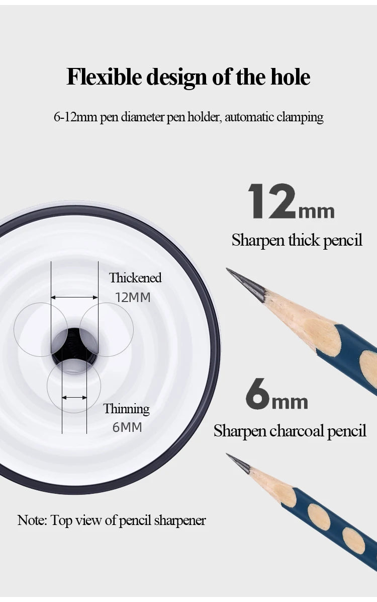 Tenwin 8028 Electric Pencil Sharpener Automatic Mechanical Pencil Sharpener Thick/Fine Nib/Tip Adjustable Student Sketch Drawing