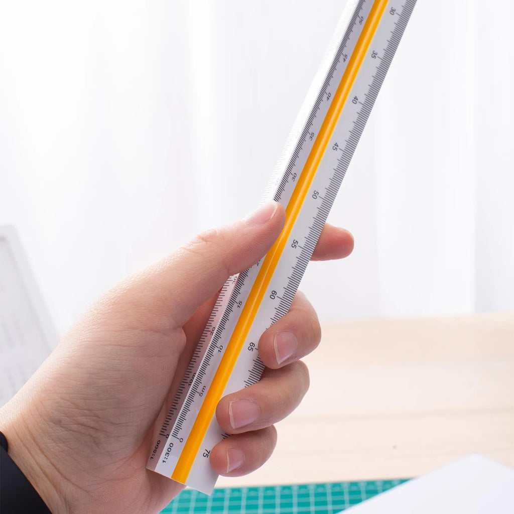 DELI Triangular Scale Ruler Drafting Tool for Architects Engineers and Students, Technical Drawing Ruler Stationery Supplies