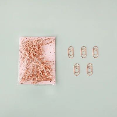 TUTU 50pcs /bag mini heart gold rose gold Color Clip Bookmark binder clip Office Accessories paper Clips Patchwork Clip H0481