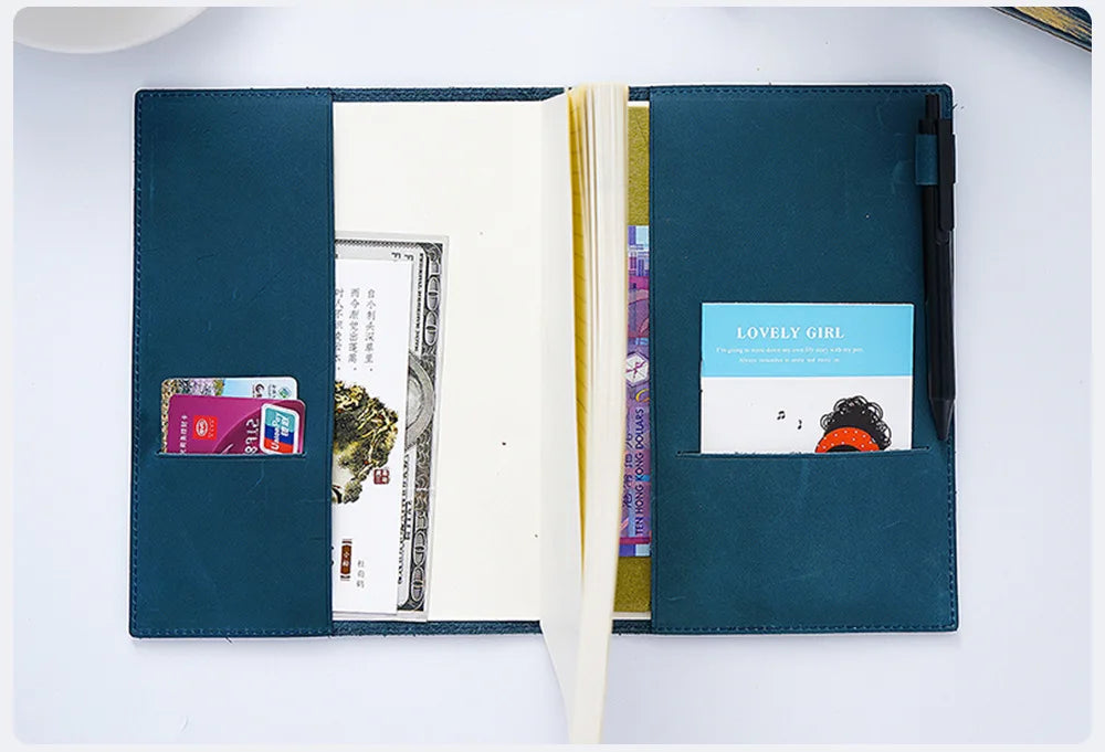 100% Genuine Leather Cover A5A6B6 Sketchbook Planner with Grid Blank Insert Retro Notebooks and Journals Diary Cover Stationery