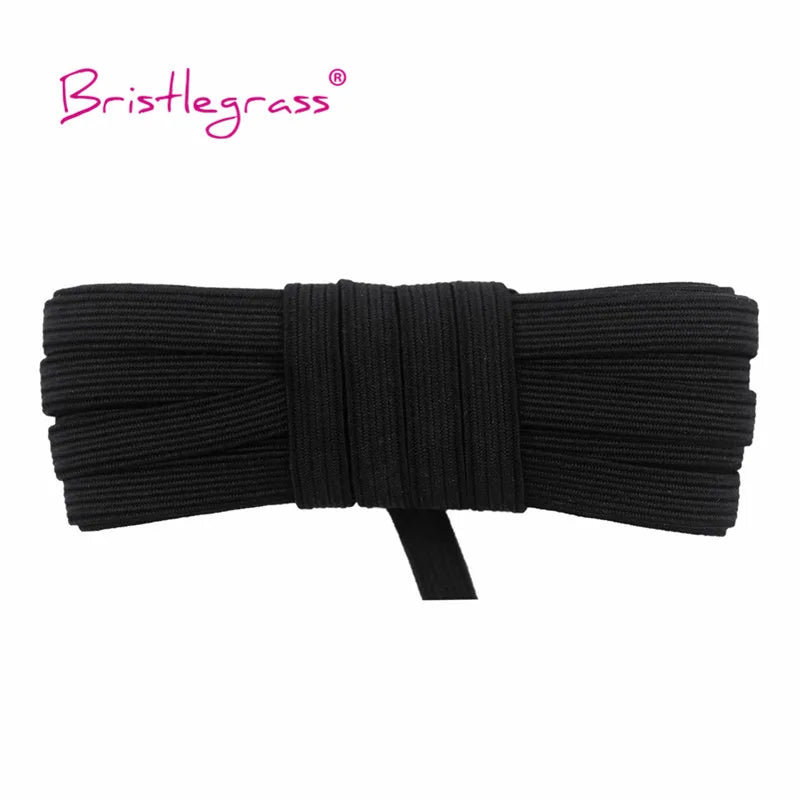 BRISTLEGRASS 2 5 10 Yard 1/4" 6mm Flat Skinny Elastic Cord Glitter Latex Rubber Band Rope Notebook Earloop Dress DIY Sewing Trim