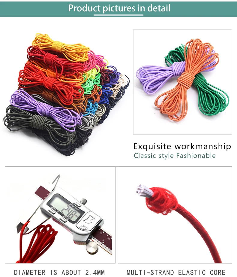 2.5mm Elastic Rope Elastic Band Shock Cord Bungee Rubber Band Stretch Thread for Garment Accessory Craft Handmade DIY