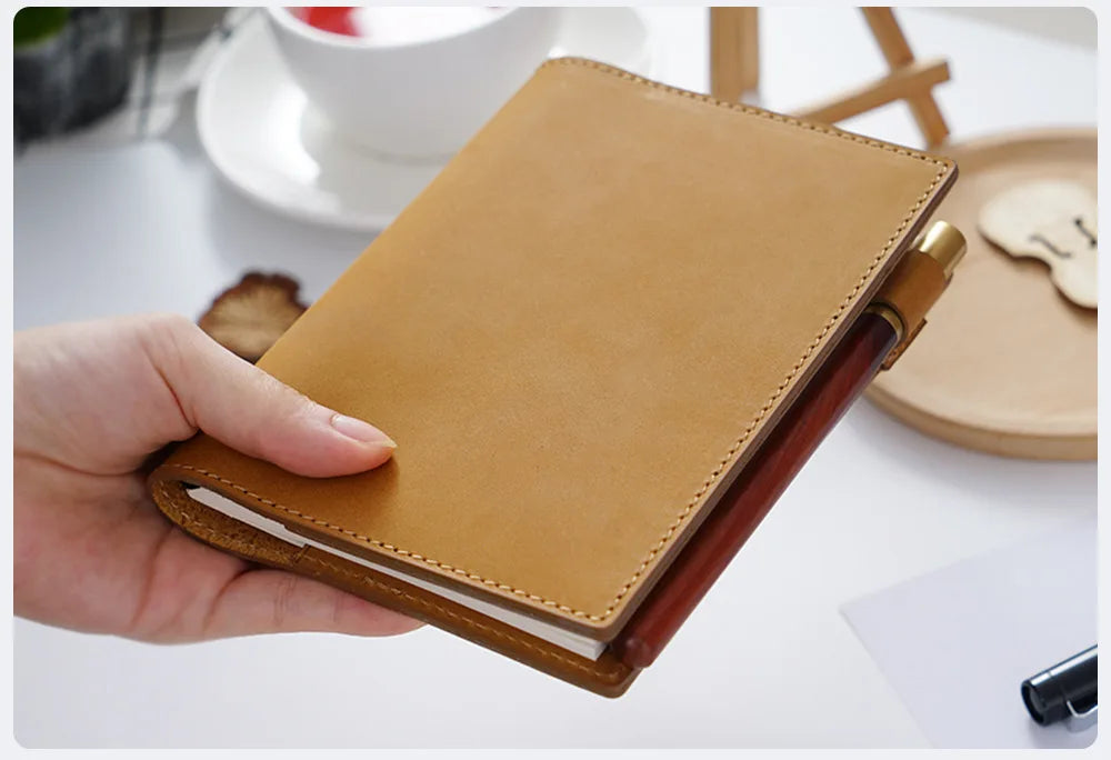 100% Genuine Leather Cover A5A6B6 Sketchbook Planner with Grid Blank Insert Retro Notebooks and Journals Diary Cover Stationery