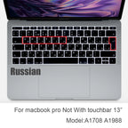 Russian Silicone Keyboard Cover Protector for Macbook Air13/12/15/16Pro Touchbar A2992/A3113/A2941/A1990/A3114/A2289A2337/A2141