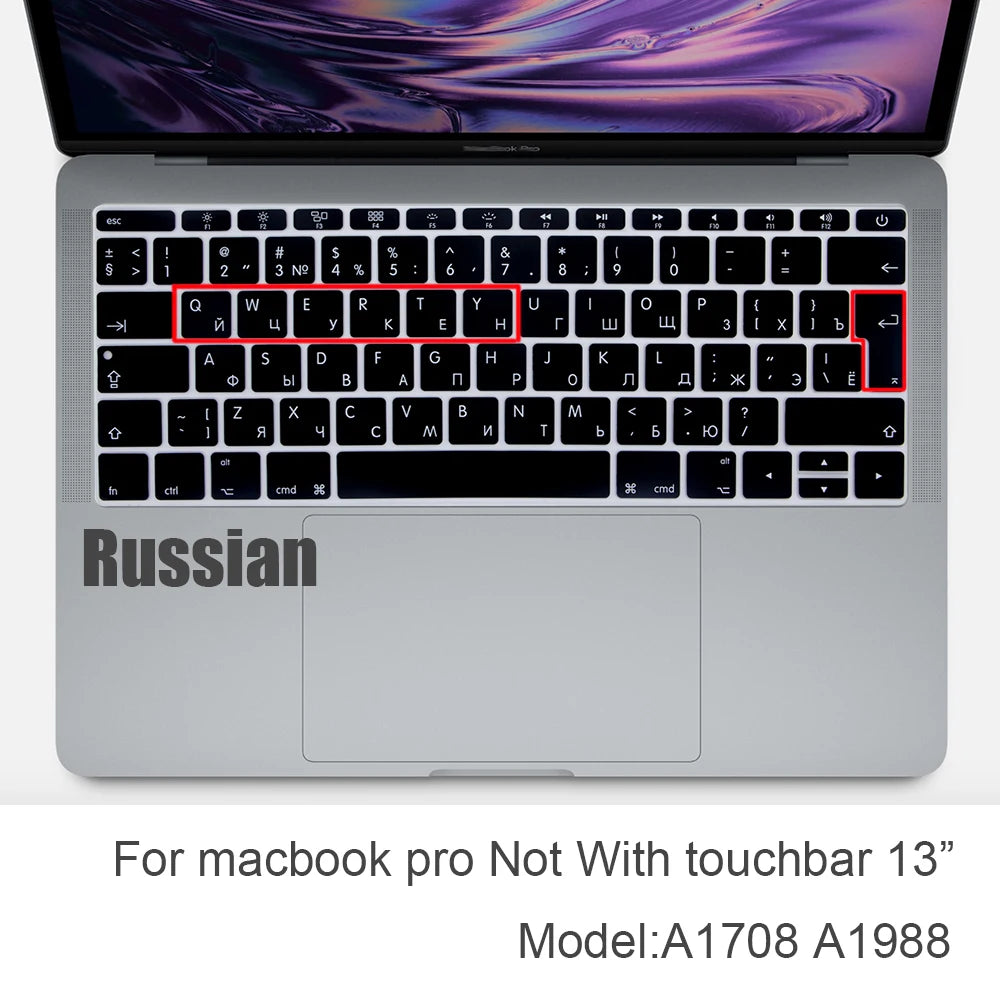 Russian Silicone Keyboard Cover Protector for Macbook Air13/12/15/16Pro Touchbar A2992/A3113/A2941/A1990/A3114/A2289A2337/A2141