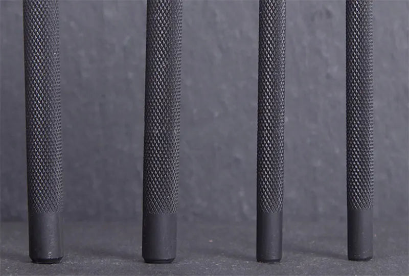 WUTA Leather Craft Chisel Hole Punch Tools 4mm 1+2+4+6 Set Diamond Point Black Pricking Iron Leather Stitching Tools