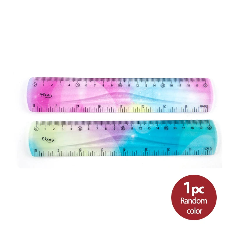 Colourful Student Flexible Ruler, Inch And Metric, 30 Cm/12 Inch, 20 Cm/8 Inch, 15 Cm/6 Inch, Random Colors Student Stationary