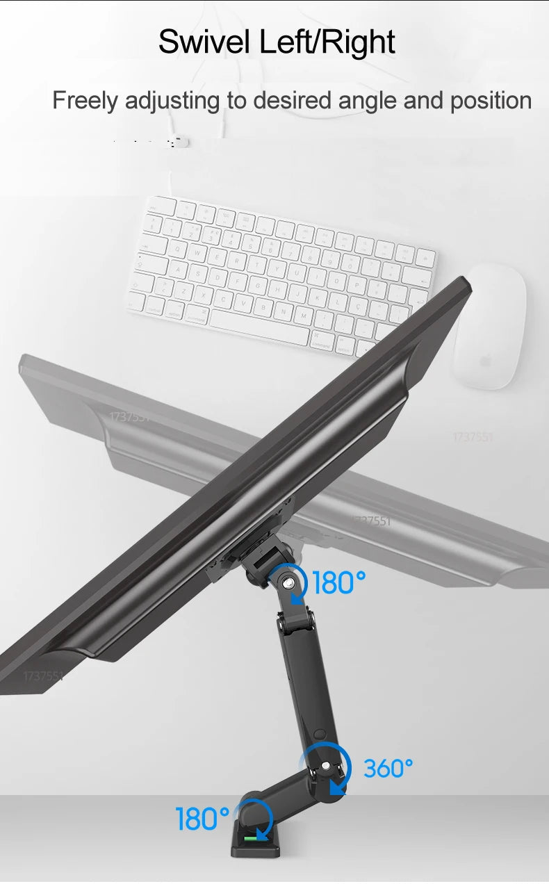 NB F150 F15T 3-12kg 100x100 Gas Spring Dual Arm Laptop Wall Mounted Bracket 13'-27' Notebook Holder Stand Aluminum Retractable
