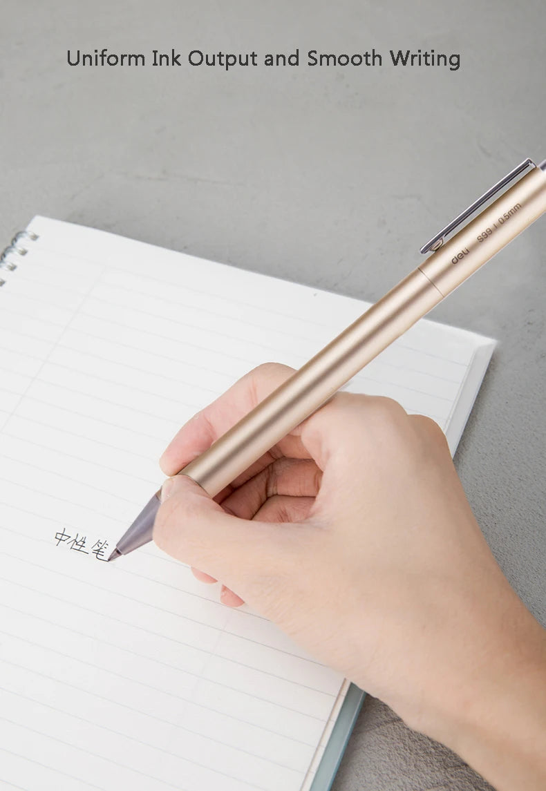 Deli Metal Gel Pen Rollerball Caneta ручка Ballpoint 0.5MM Signing Pens for Office Students Business Stationary Supplies